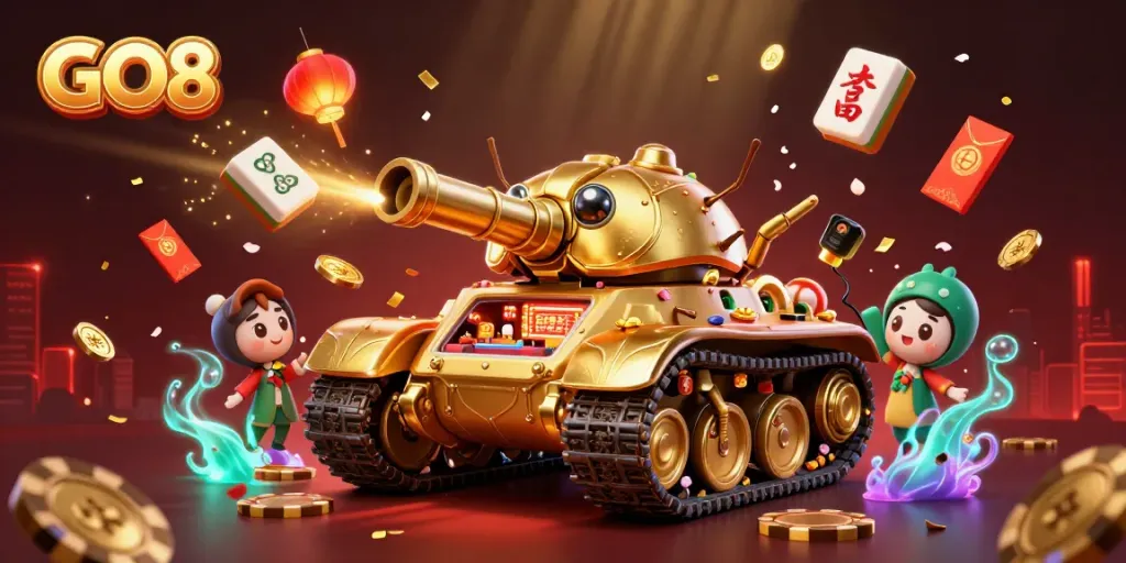 Experience the vibrant GO8 casino with a miniature scene in a golden beetle tank, perfect for online gamers.