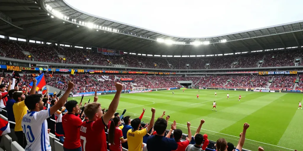 Exciting scene of fans cheering in a football stadium during a match featuring the TOP10 สโมสร.