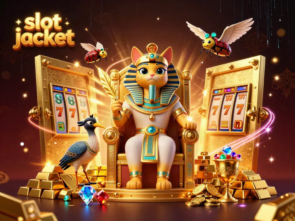 Experience the thrill of slot jackpot wins with an extravagant 3D scene of casino treasures.