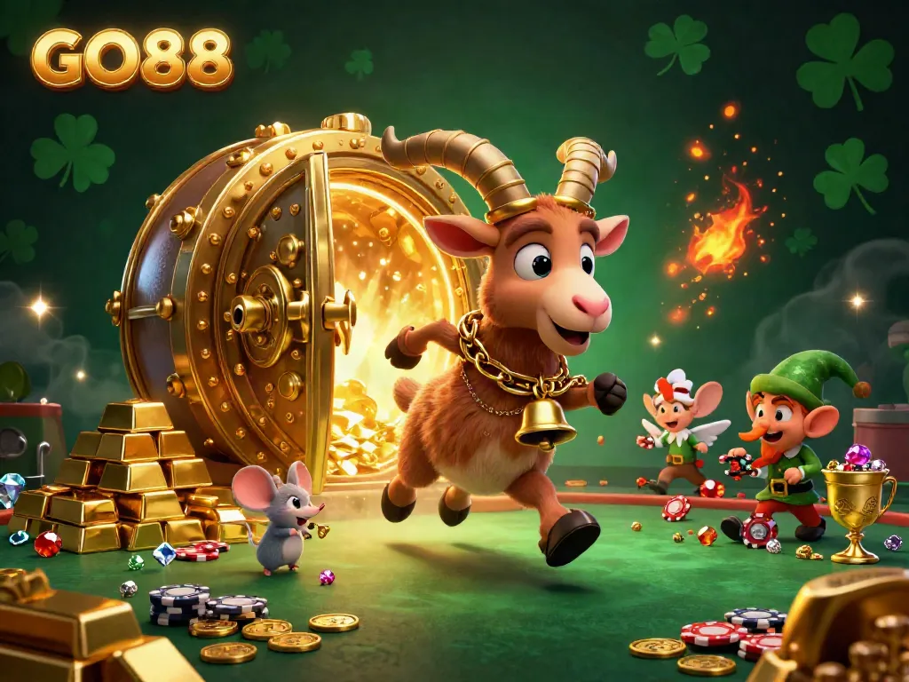 Experience excitement at GO88 with Krampus goat as he runs a vibrant horror casino full of treasures.