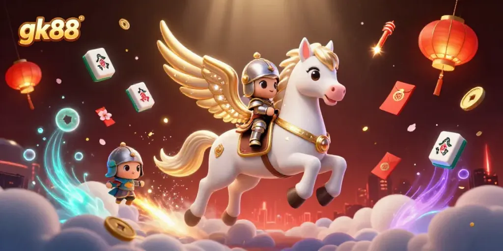 Experience the vibrant gk88 casino world with a celestial horse and magical elements.