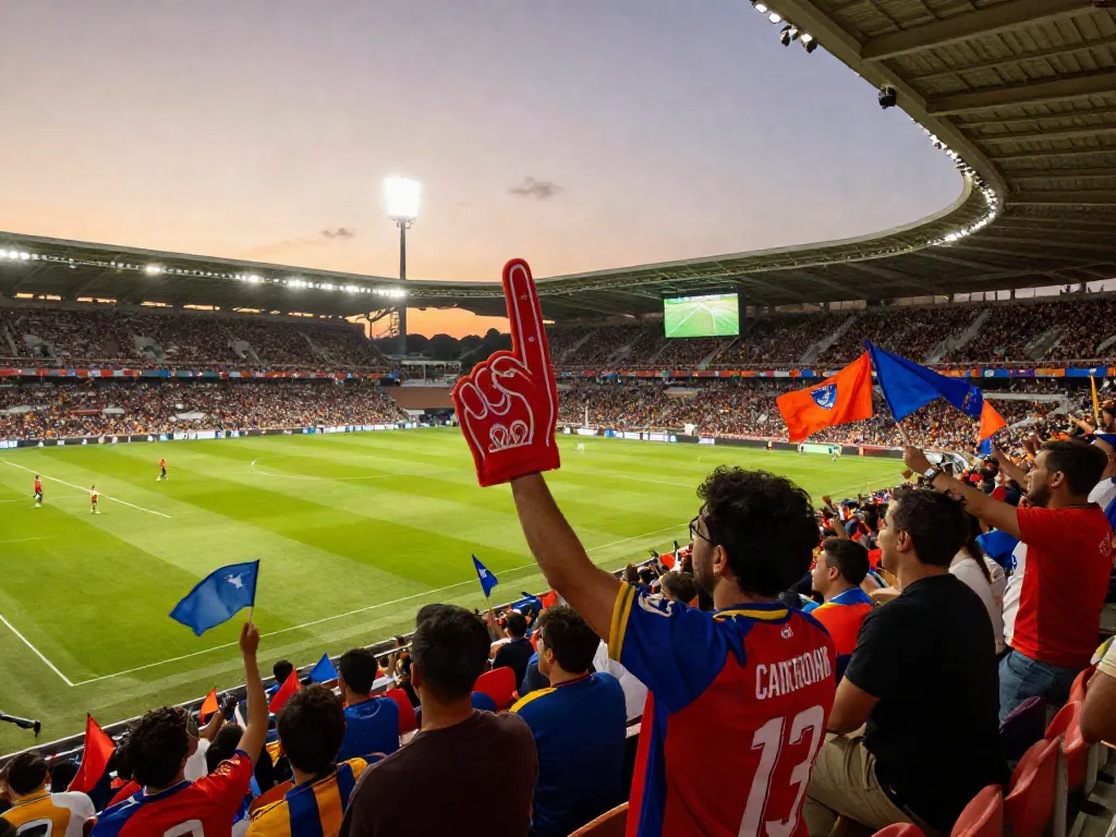Excited fans celebrating in a football stadium, showcasing the top 10 clubs atmosphere.